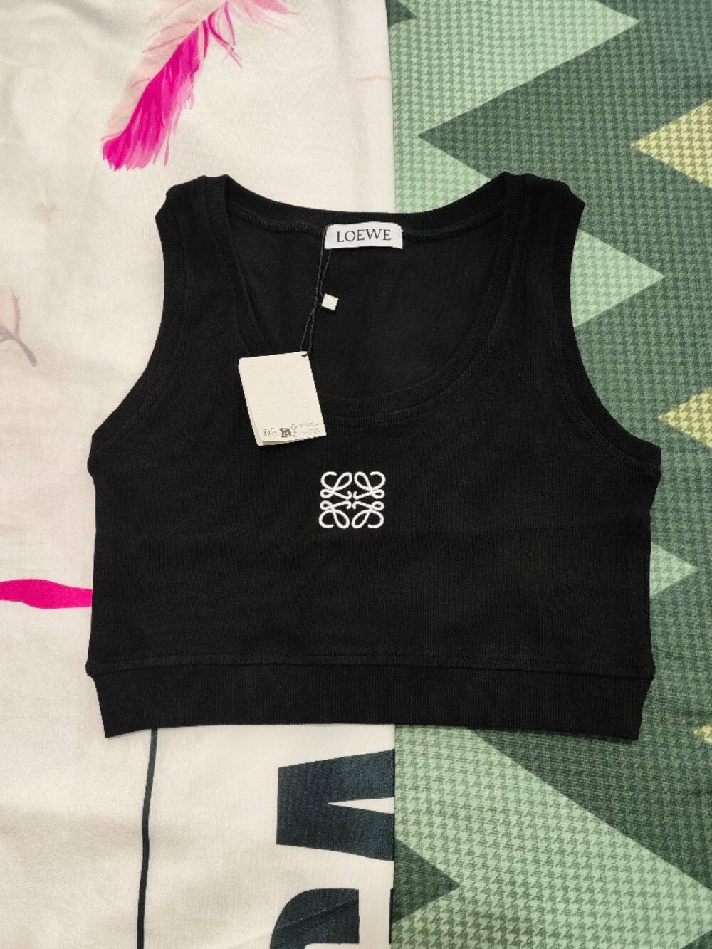 Loewe Embroidered Cropped Ribbed Tank Top